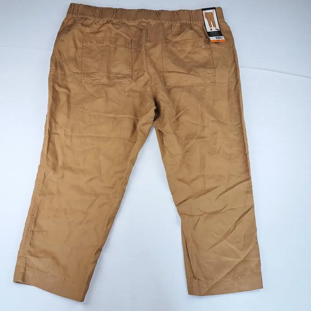 Banana Republic Pants Womens XXL Brown Tapered Crop Twill Elastic Waist Linen